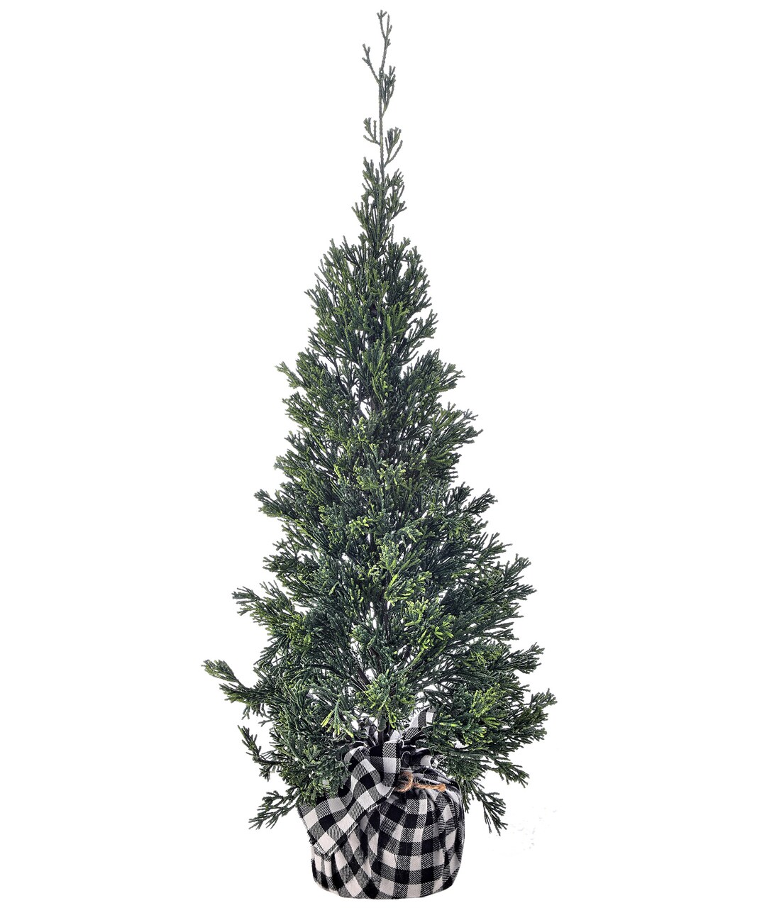 Contemporary Home Living 24" Cedar Christmas Tree In Black And White Checkered Base